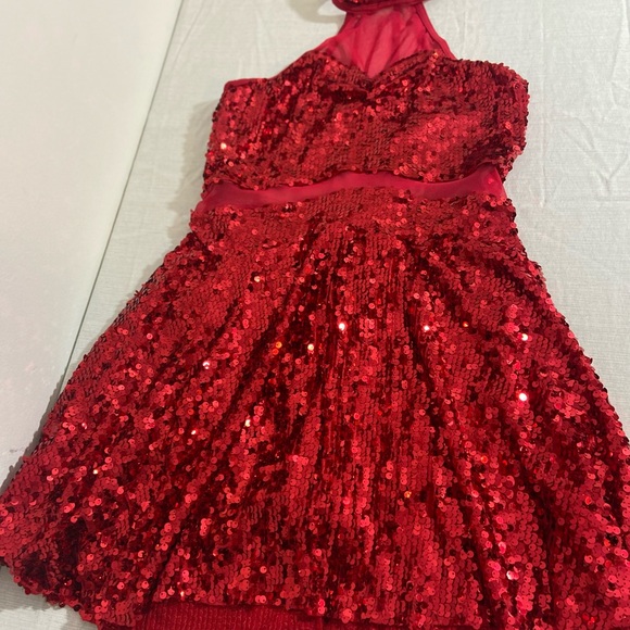 Weissman Dance Costume Red Sparkle CAN'T TURN YOU LOOSE 8809 LA - Picture 10 of 12